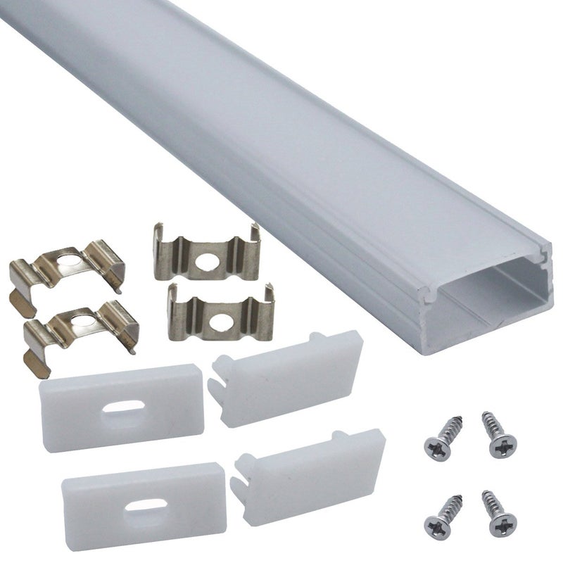 Litever 6-Pack 3.3ft/1 Meter 9x18mm U Shape Aluminum Channels with Diffuser, End Caps and Mounting Clips LED Strip Channels for Max 16mm Wide LED Lightstrip Light Mounting-LL-007-M - Image 1